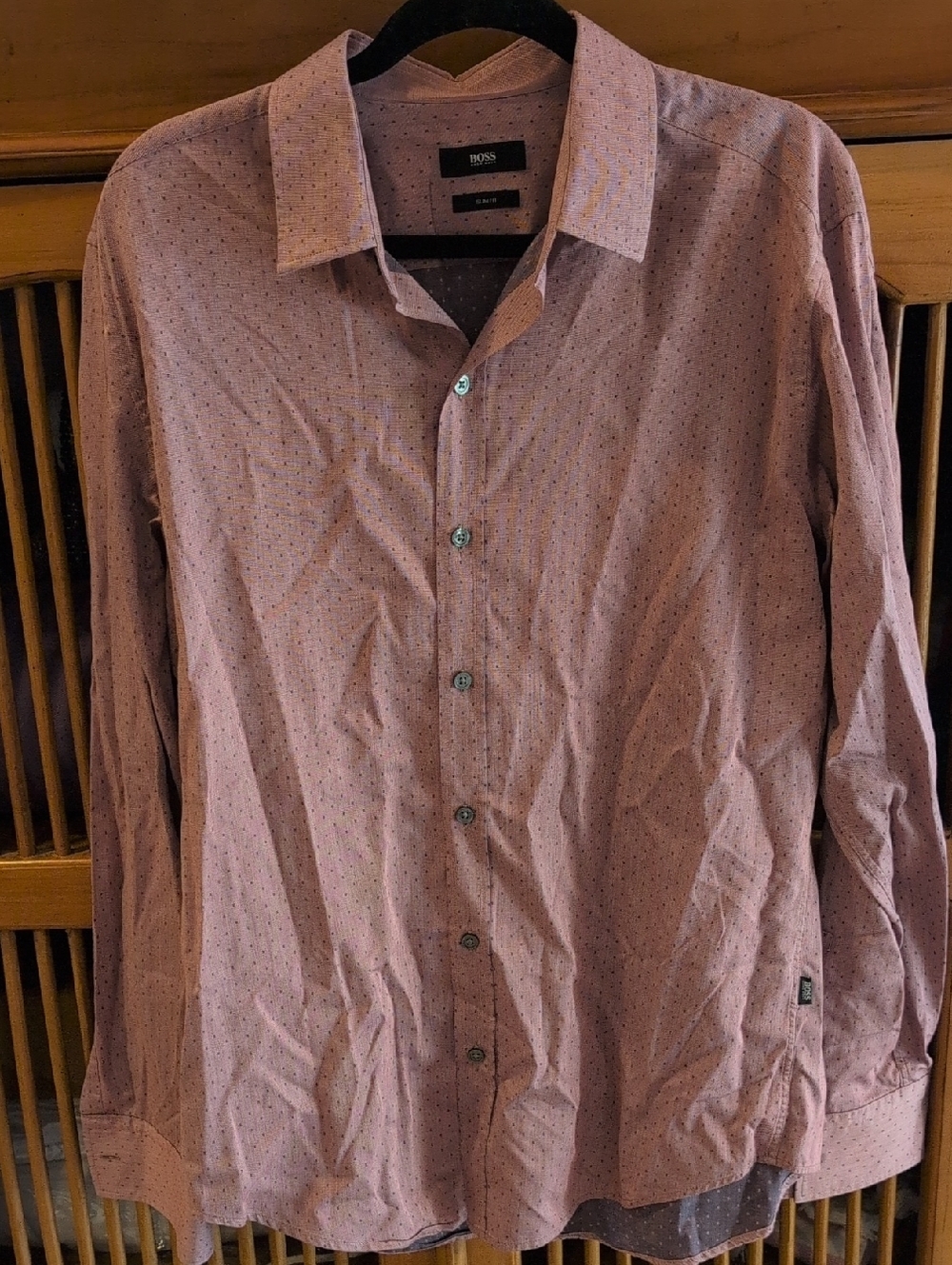 BOSS Pink Micro Dot Slim Fit Button-Up Shirt